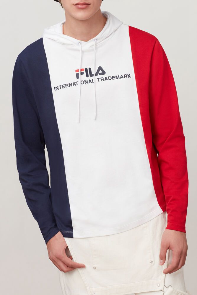 Fila Miesten Huppari Flavio Hupullinen Tee Valkoinen/Laivastonsininen/Punainen - IZMC-48016